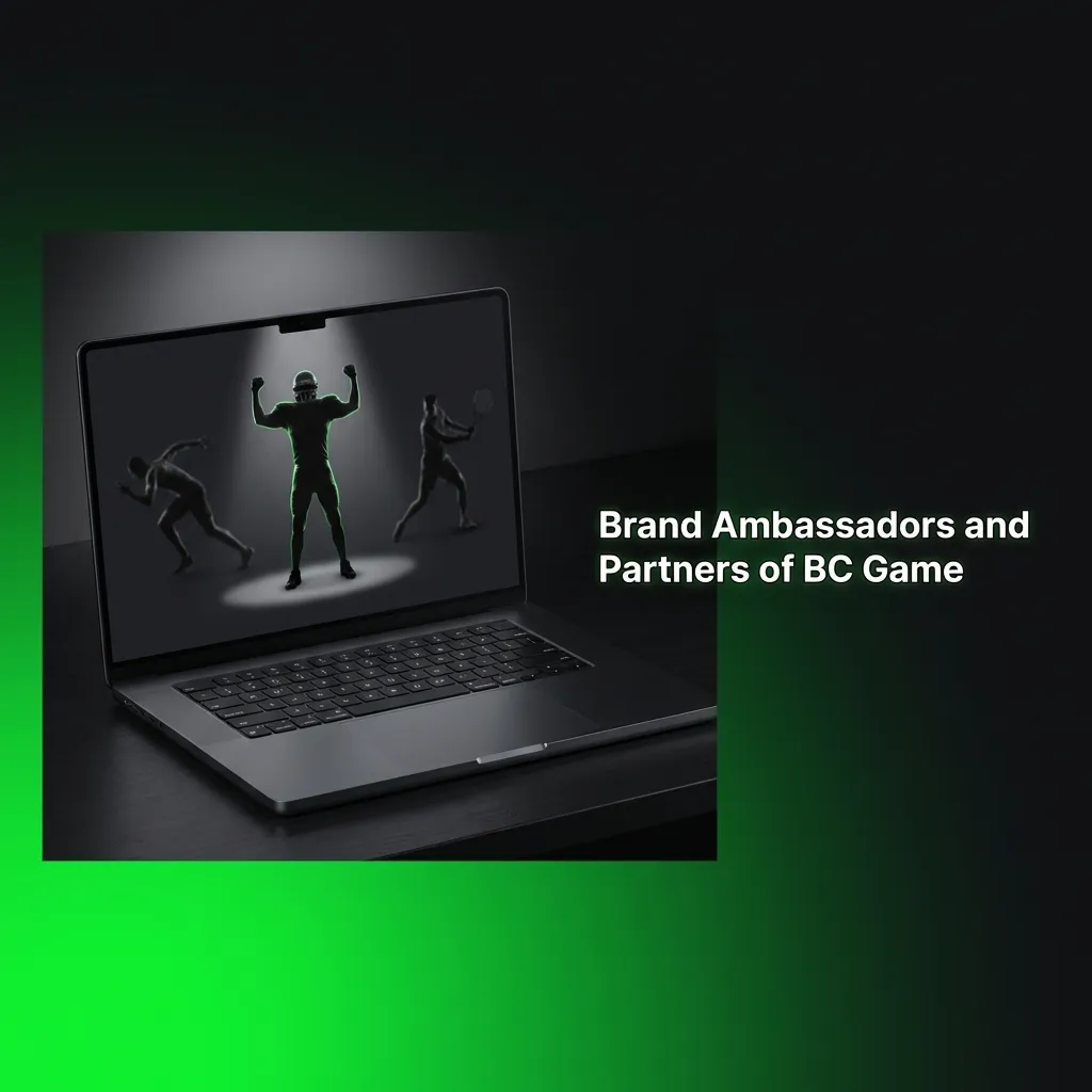 BC Game brand ambassadors including Mike Tyson, Argentina Football Team logo, UFC octagon, and eSports team graphics