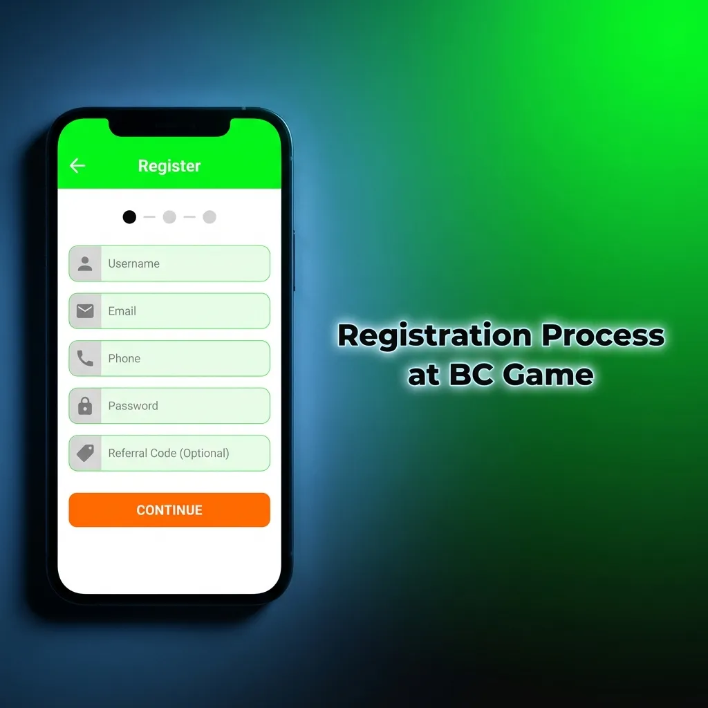 Quick 2-minute BC Game registration: click sign-up, choose method, create password, add promo code, verify account.